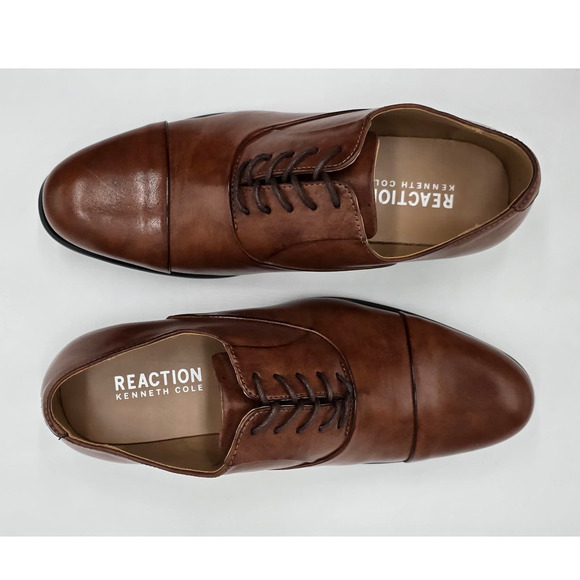 Kenneth Cole Reaction Kylar Oxfords Brown Lace Up Cap Toe Shoe Men's 7W - Picture 8 of 10